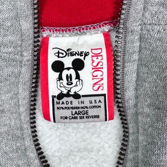 Vintage Walt Disney World Epcot Mickey Mouse 1/4 Zip Sweatshirt Mens Large Flags - Picture 7 of 9